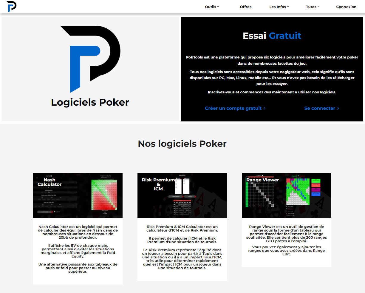 Image du site de logiciels et outils Poker Poktools